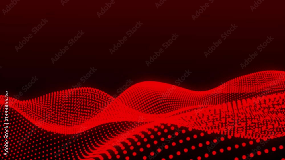 Poster abstract digital red dot wave animation. looping animated background made from trapcode form