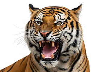 Fototapeta premium Close-up of a Bengal Tiger with Open Jaw. Generative Ai