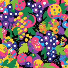 Grape picture cartoon 2D, a beneficial fruit, is used as an illustration for advertising. Generative AI Illustration