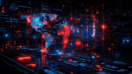 Fototapeta premium A computer generated image of a globe with red and blue lights