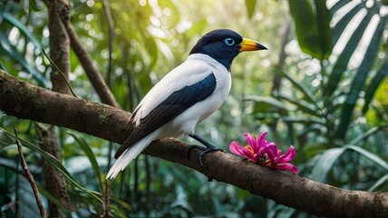 Fototapeta premium The Bali Myna in Its Tropical Paradise