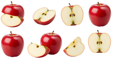 Nine Red Apples: A Detailed Flat Lay Presentation on White