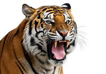 Fototapeta premium Close-up of a Bengal Tiger with Open Jaw. Generative Ai