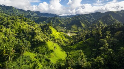 Fototapeta premium San Juan de la Maguana in the Dominican Republic is home to mountains viewed from above