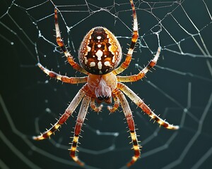 Detailed image shows an orb weaver spider in its spiderweb