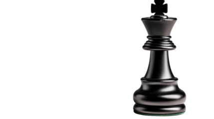 Power Play: A meticulously crafted black chess king, symbolizing strategy, leadership, and intellectual prowess, stands tall with a minimalist background
