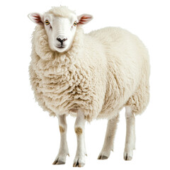 Fototapeta premium Fluffy White Sheep on Black Background on a white background.
