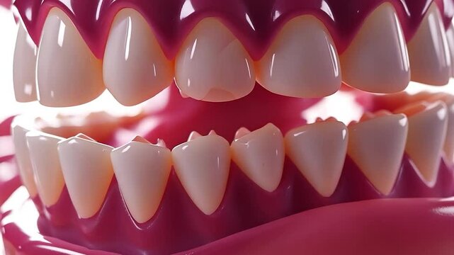 Close-up dental model, misaligned teeth