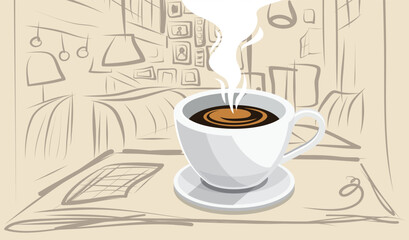 coffee shop badge in vintage style illustration