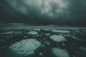 Icy landscapes with frozen tundra and textured ice, ideal for promoting climate change awareness or Arctic expedition themes