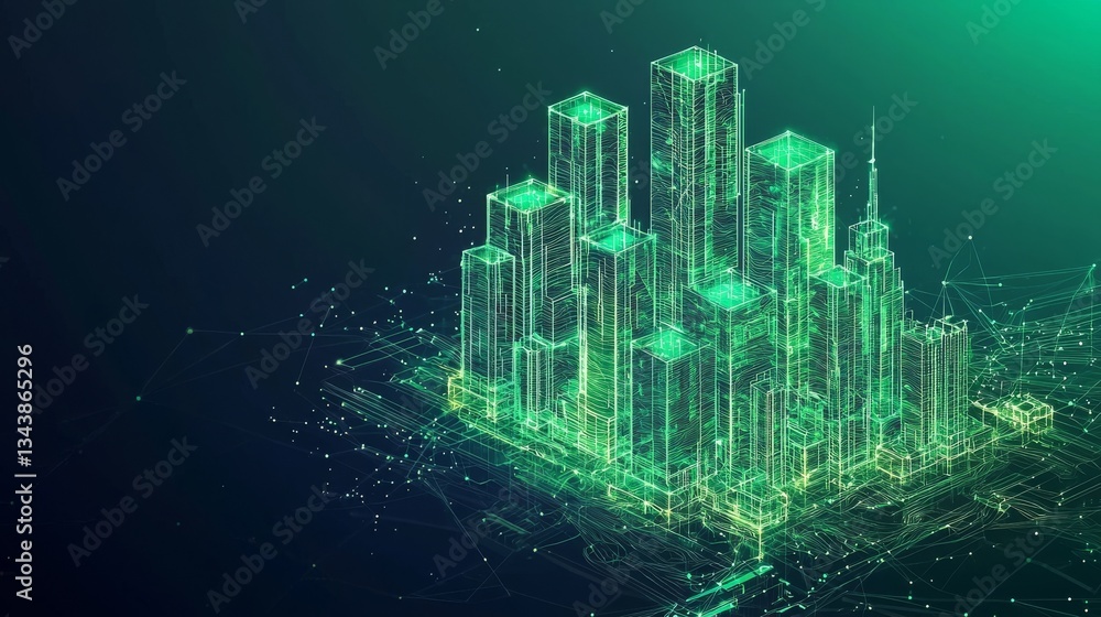 Poster the concept of digital innovation and progress is represented through a futuristic 3d illustration o