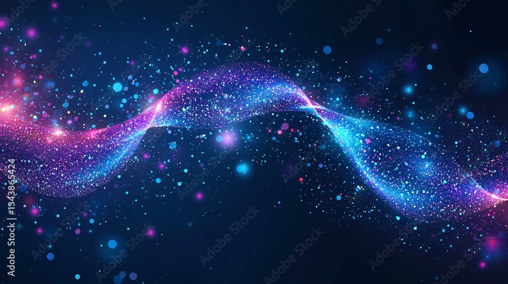 Poster blue particles form the basis of this abstract technology background for ppt business presentations