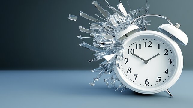 Shattered Clock Deadline Reminder Abstract Concept