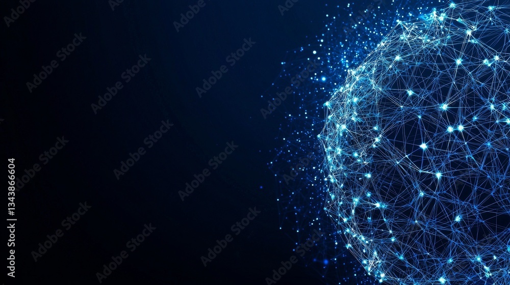 Poster a dark background serves as the canvas for a glowing abstract network comprised of intricate lines a