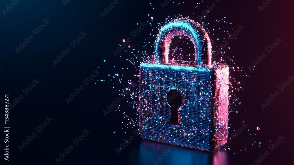 Poster the concept of a cyber security key shaped data is a 3d rendering technology used to keep personal i