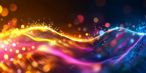 Fototapeta premium Vibrant Waves of Colorful Light with Bokeh Background Effects