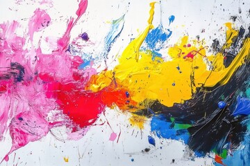 Fototapeta premium Creative Messy Painting Fun for Kids with Brushes and Palette Teaching Art as a Tool for Imagination and Happiness in Preschool Classroom