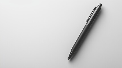 Black pen resting on a clean, white surface among notes and stationery in a workspace setting