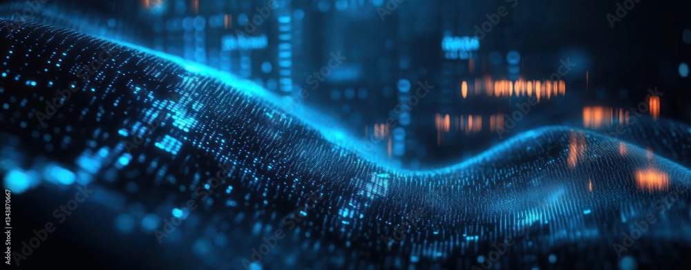 Poster futuristic data visualization holographic interface ai analytics investment growth finance technolog