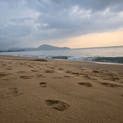 footprints on the beach