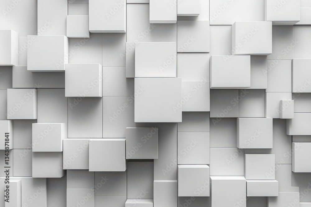 Poster abstract white cube background texture of three dimensional geometric shapes