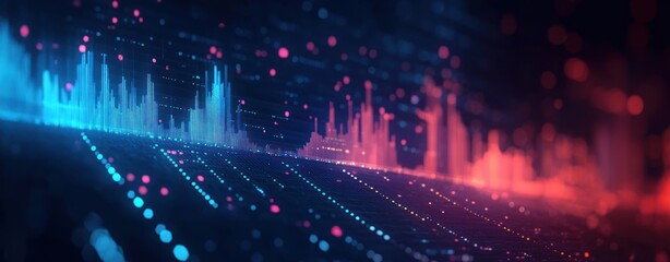 Futuristic Data Visualization Cyberspace AI Analysis Computer Graphs Charts Growth Investment Technology