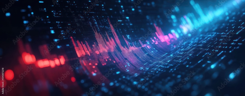 Poster futuristic data visualization analytical computing internet cyberspace ai financial growth investmen