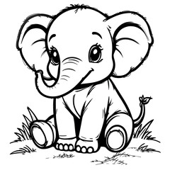 Obraz premium elephant cartoon coloring page