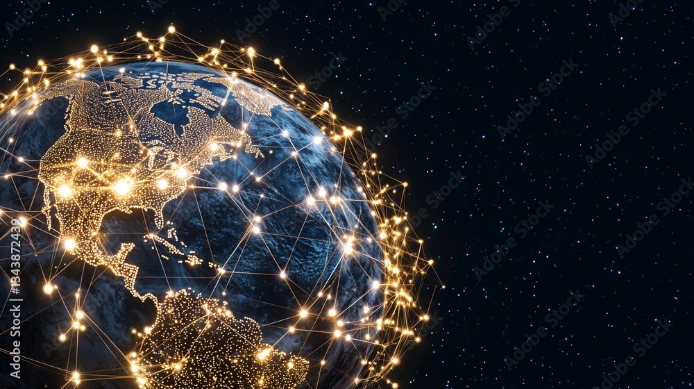 Aufkleber glowing nodes and lines form an abstract technology network, providing a modern and sophisticated se