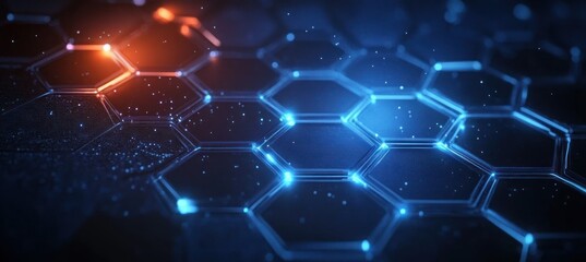 Obraz premium Futuristic Digital Connection Technology Concept with Glowing Blue Neon Lights and Abstract High-Tech Background