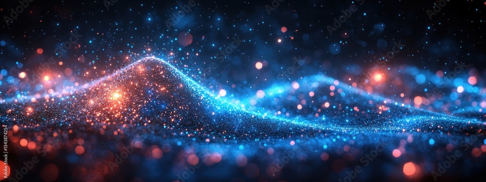 Poster abstract digital art low poly background with glowing blue light polygon network and connectivity in