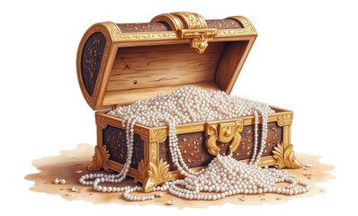 Treasure chest overflowing with pearls