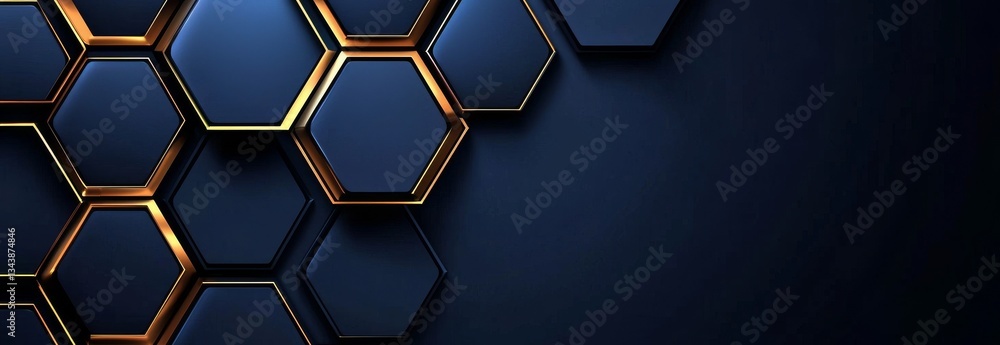 Poster the concept of technology innovation is represented in an illustration that features a hexagonal pat