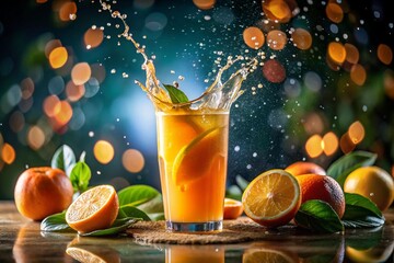orange juice in a glass with lime