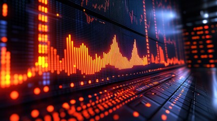 Financial data displayed on large screens