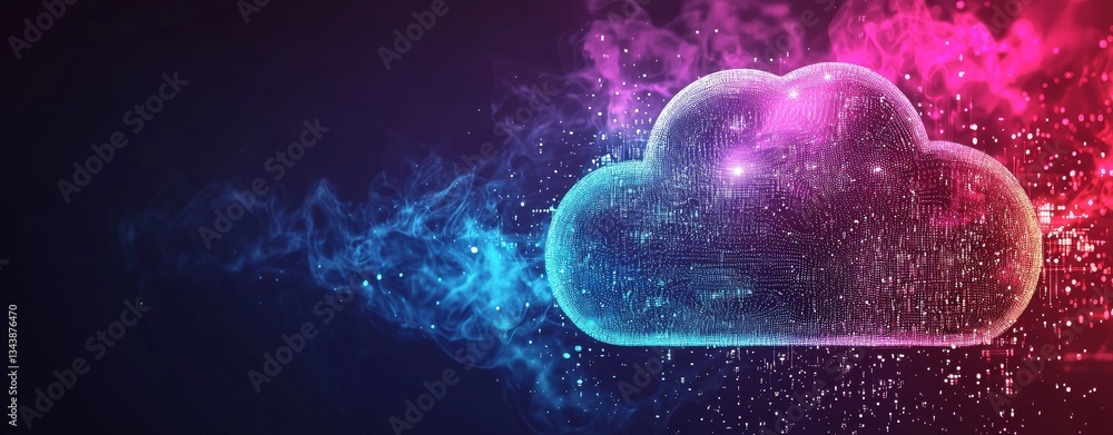 Aufkleber circuit board serves as background for abstract 3d cloud computing illustration’ is rephrased as ‘ab
