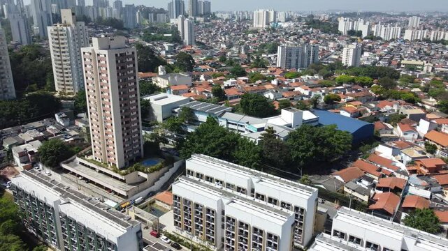Circling flight over Morumbi in Sao Paulo. High quality 4k footage