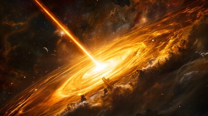 Cosmic Explosion with Bright Energy Beam in Space with Stars