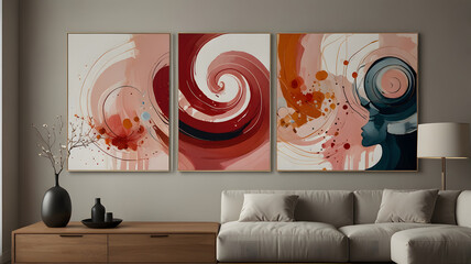 Creative minimalist hand draw Abstract art background. Modern aesthetic illustrations. Bohemian style Collection of contemporary artistic Design for wall and home decoration Idea