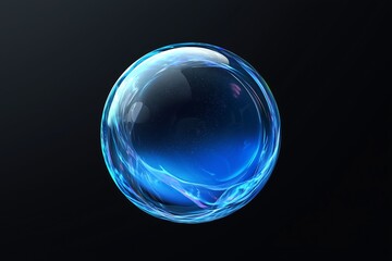 Surreal transparent bubbles floating in the air on a dark background, vector illustration, jpg cutout, detailed illustration, high-resolution, professional photograph