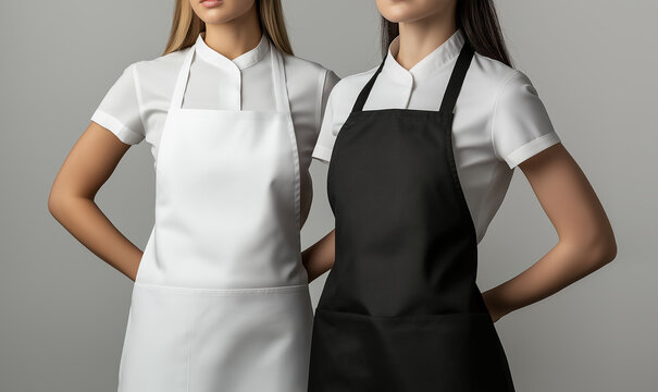 Chef kitchen apron. Chef cook in uniform, kitchen apron, protective apparel, culinary environment, food service setting, chef in kitchen interior, apron mock-up. Realistic style photo.