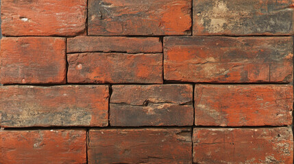 Fototapeta premium Rustic Living Space: Red Brick Wall and Wooden Floor Fusion, Natural Textures Creating a Warm and Cozy Atmosphere