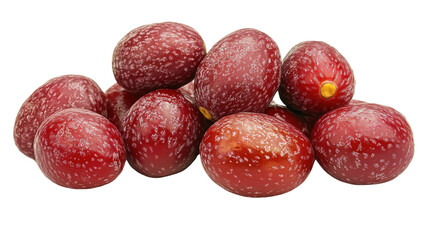 Pile of fresh ripe juicy red ackee fruits on a transparent background Exotic tropical ackee fruit concept for healthy eating and Caribbean cuisine