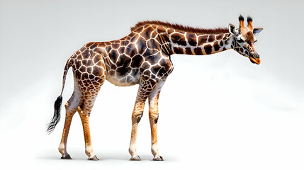Majestic Giraffe Standing Gracefully Against a Minimalist Background in a Serene Setting