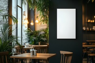 Blank Poster Mockup in Cozy Coffee Shop Interior