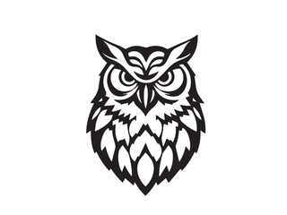 Owl silhouette on white background. Owl logo design. Owl silhouette vector illustration.