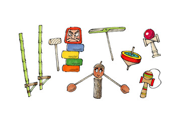 木製の玩具セット　