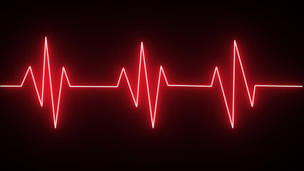 Glowing neon blue color heartbeat rate and pulse line with grid, loop motion animate footage. Abstract heartbeat and pulse rate signal technology, medical laboratory, cardiology project.