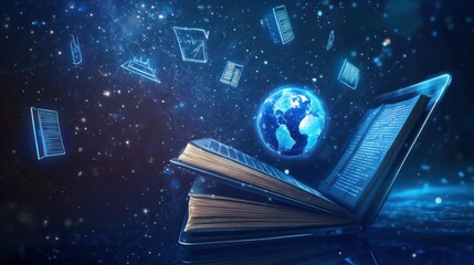 Cosmic library: Exploring universal knowledge through ethereal open book concept