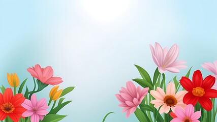 pink tulips on blue background
